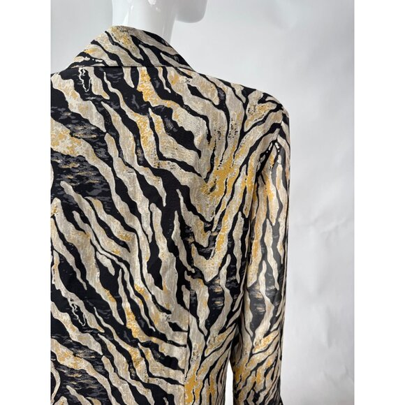 Coldwater Creek M Zebra Silk Print Ruffled Blouse Lined - Picture 15 of 16